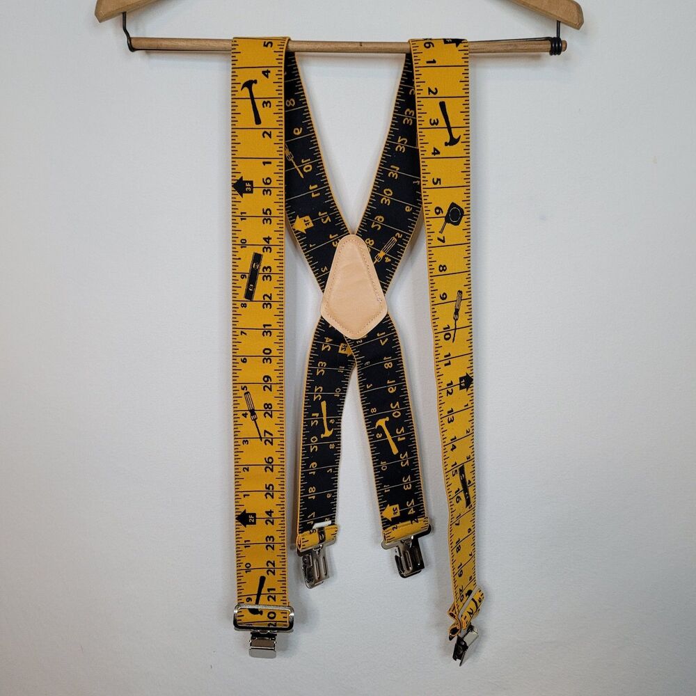 Melo Tough Suspenders 2" Wide Yellow Tape Measure Clip On Adjustable Heavy Duty View 2